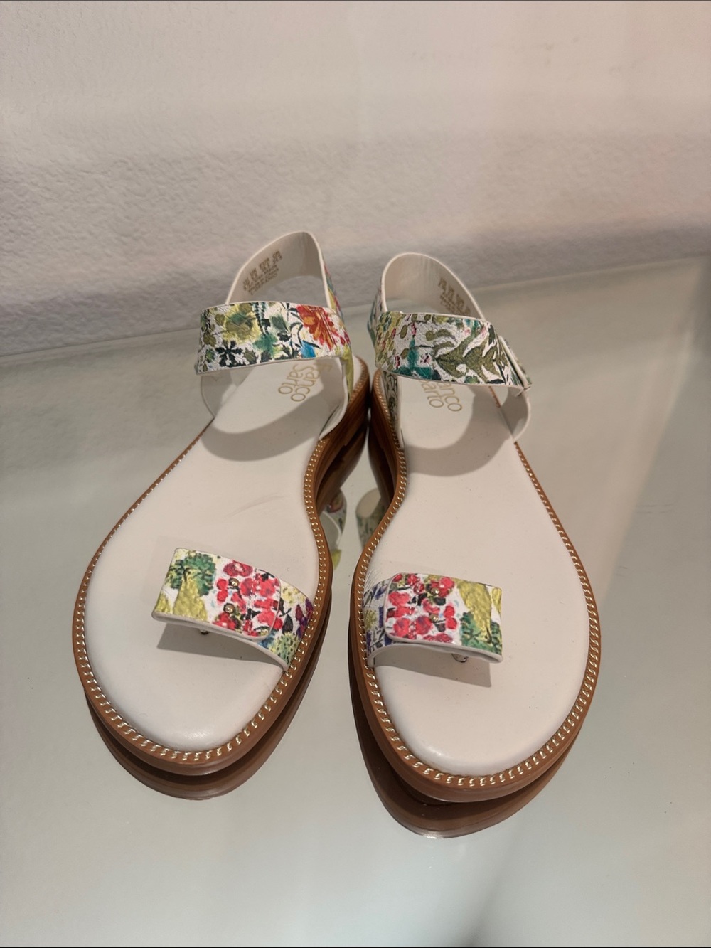 Franco Sarto White Sandals with Floral Straps